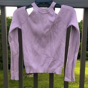 forever 21 rib knit lavender cut out shoulder top